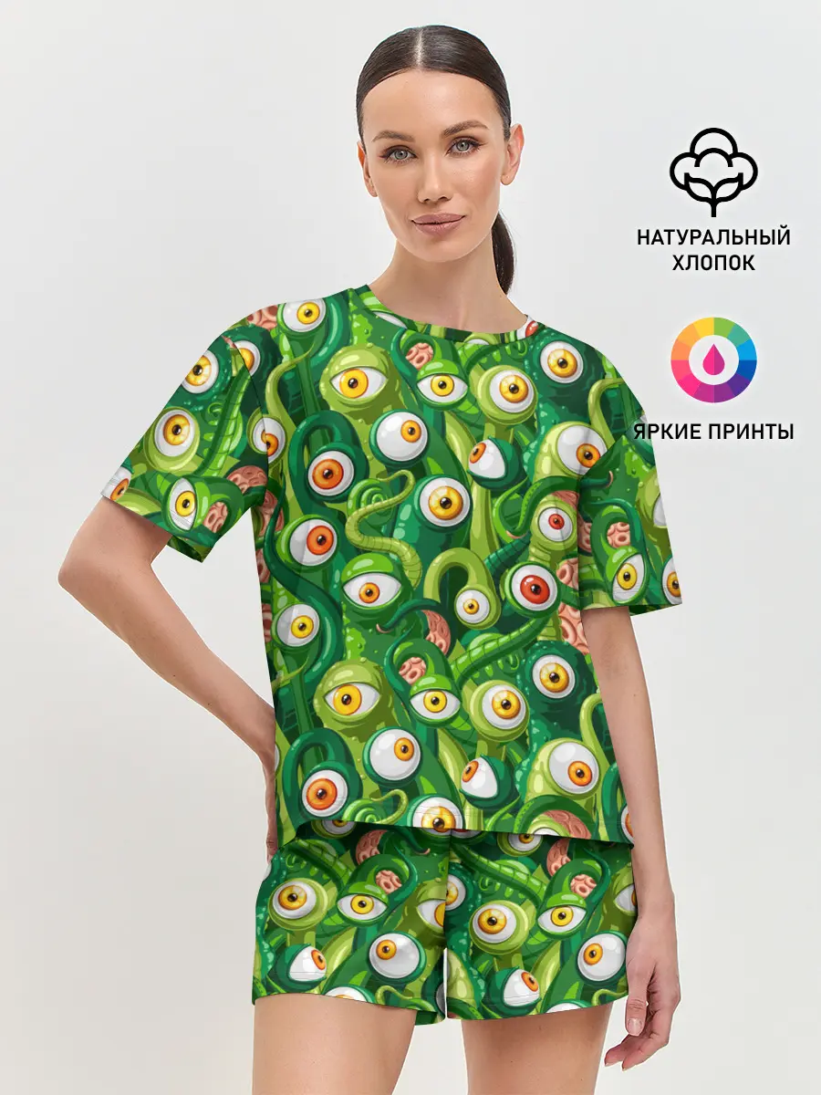 Женская пижама с шортами / Щупальца с глазами