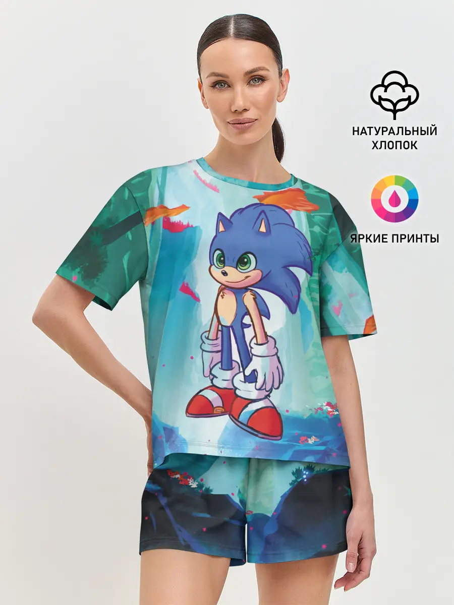 Женская пижама с шортами / Ежик Соник