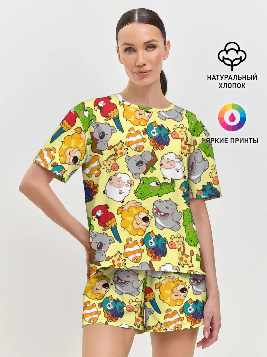 Женская пижама с шортами / Зоопарк