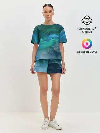 Женская пижама с шортами / Изумрудные Облака