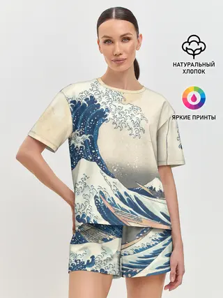 Женская пижама с шортами / Большая волна в Канагаве