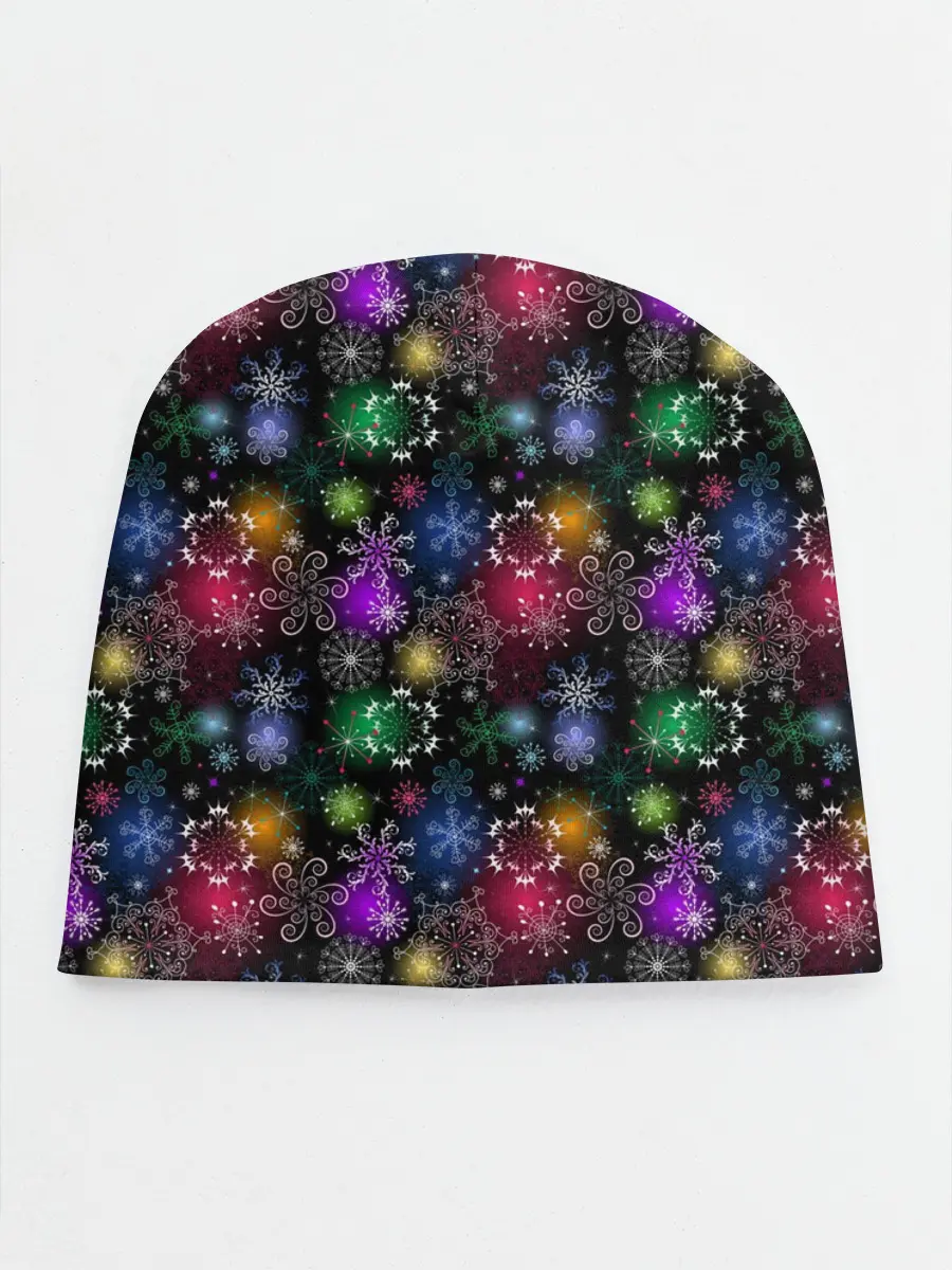Детская шапка / Снежинки в разных цветах
