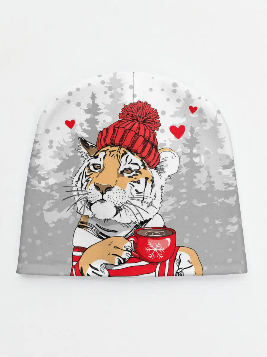 Детская шапка / Тигр с чашкой кофе