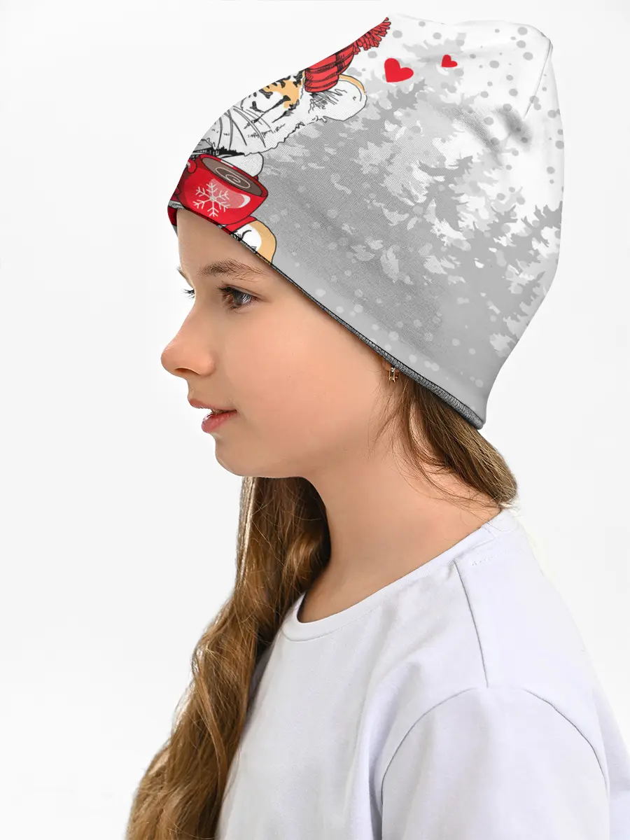 Детская шапка / Тигр с чашкой кофе