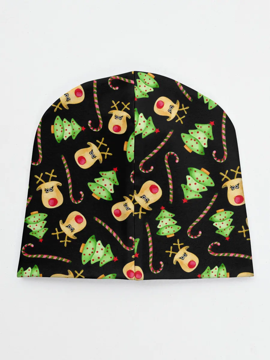 Детская шапка / Олени, елки и карамель