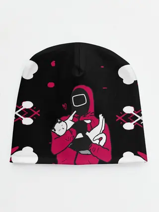 Детская шапка / Игра в кальмара x Кот,