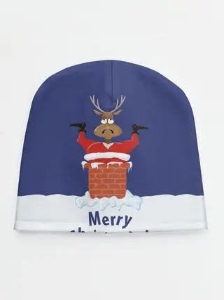 Детская шапка / Санта в трубе с Оленем