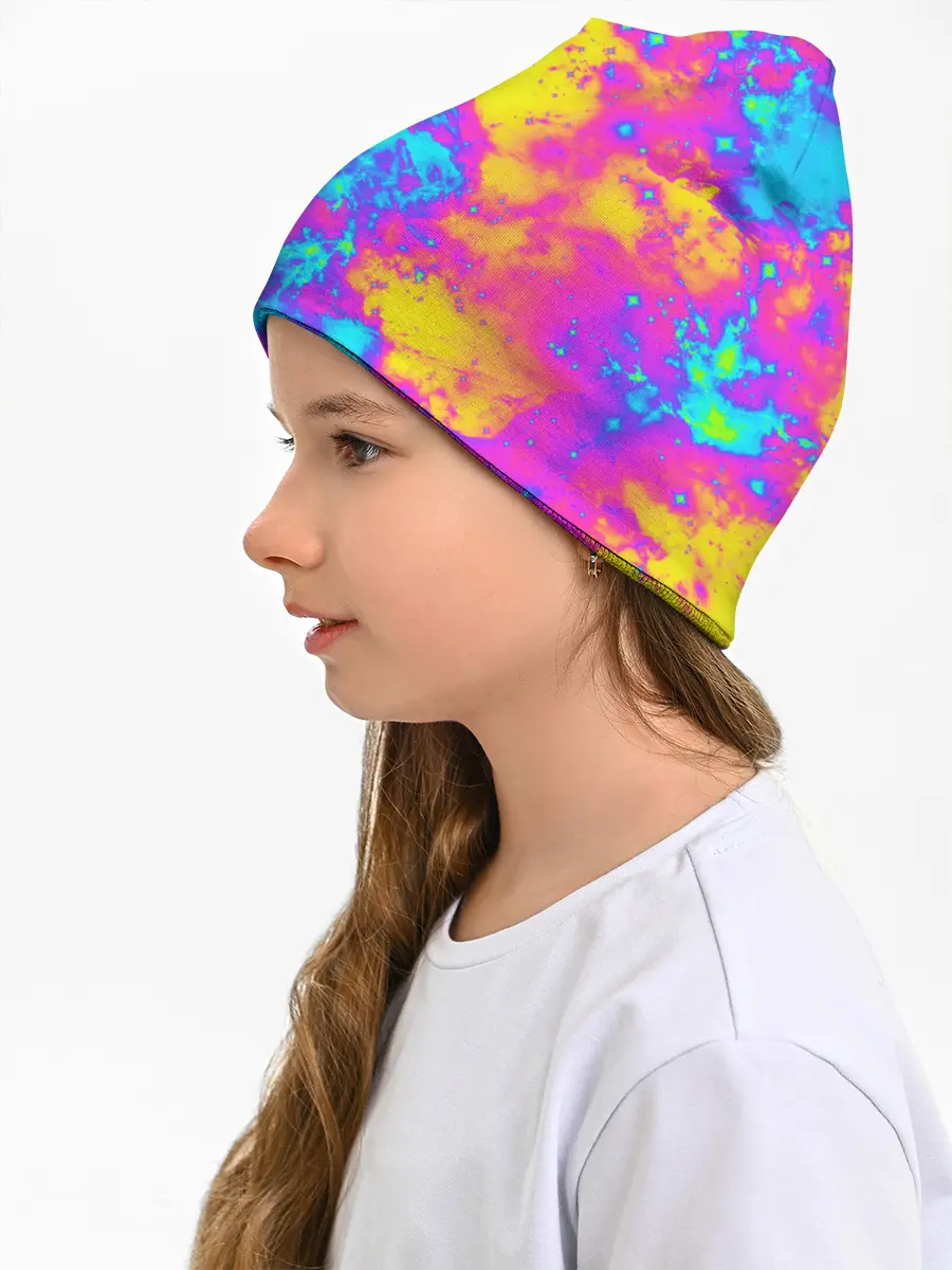 Детская шапка / Яркая абстракция космических красок