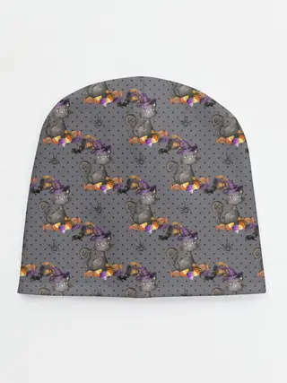 Детская шапка / Кот с тыквой хэллоуин