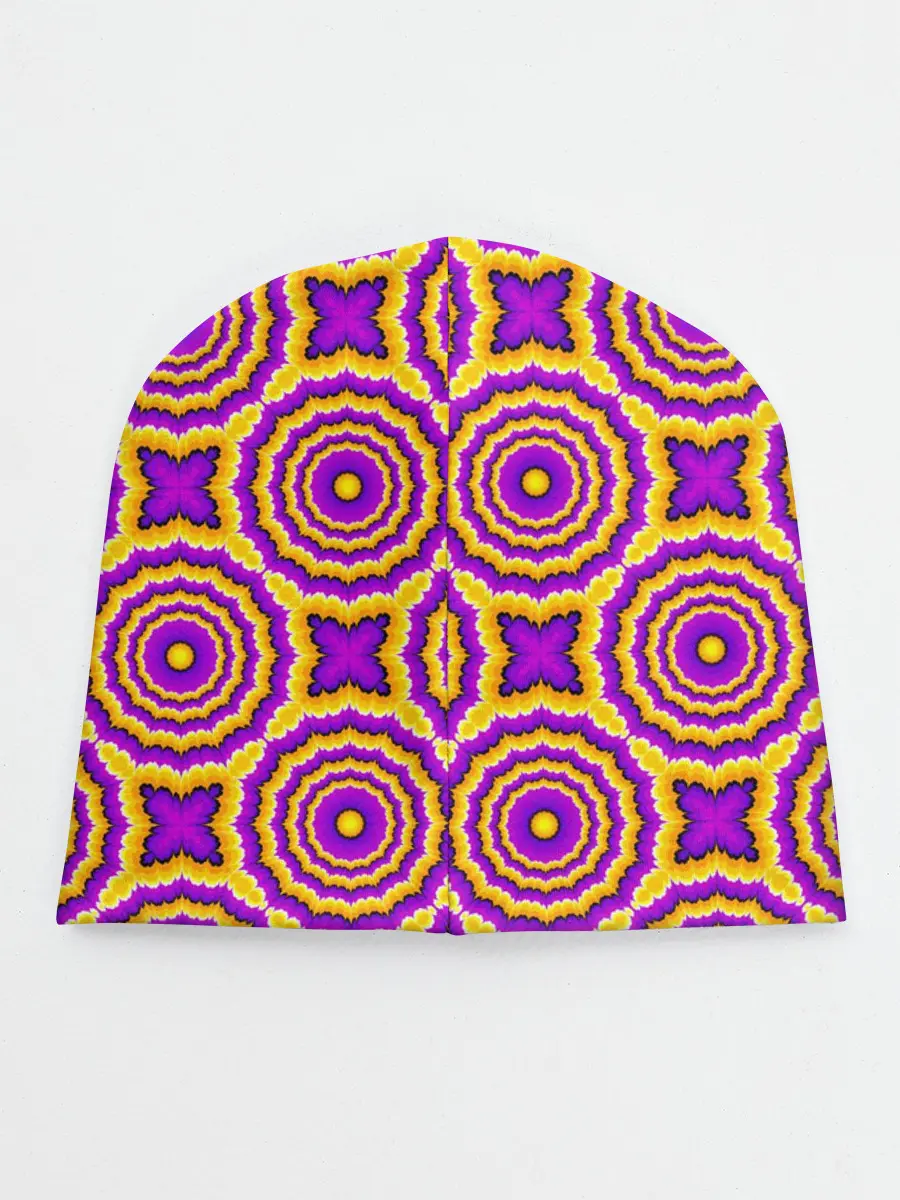 Детская шапка / желтые и пурпурные цветы
