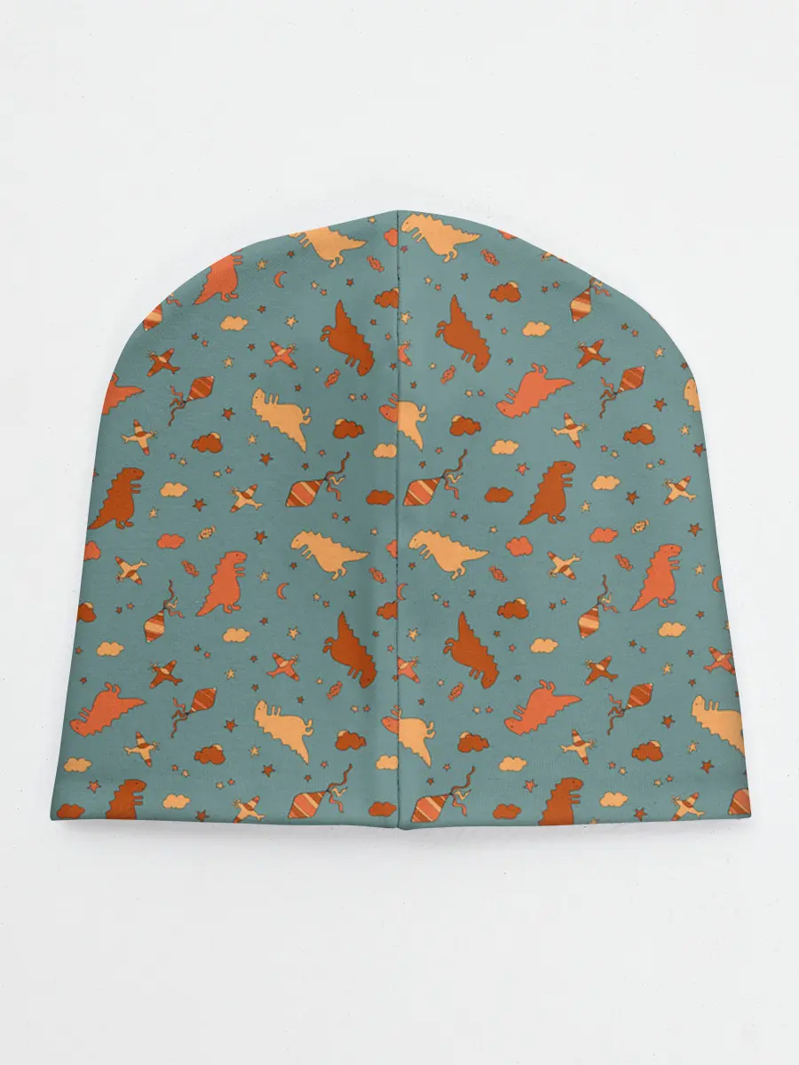 Детская шапка / детский принт с динозаврами и звездами