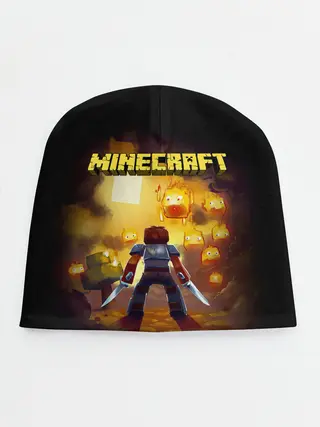 Детская шапка / Стив против огненных Гаст | Minecraft