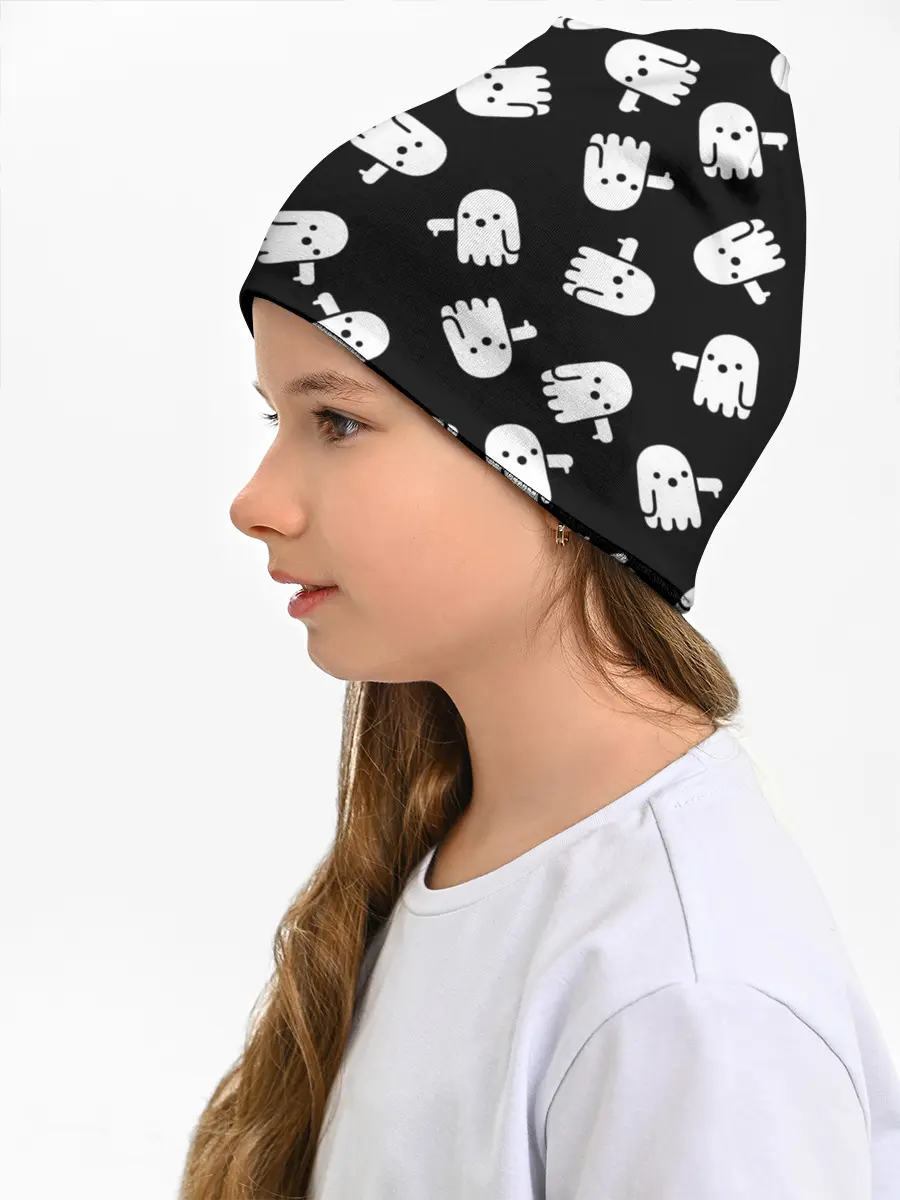 Детская шапка / ПРИВИДЕНИЯ УЗОР / HALLOWEEN