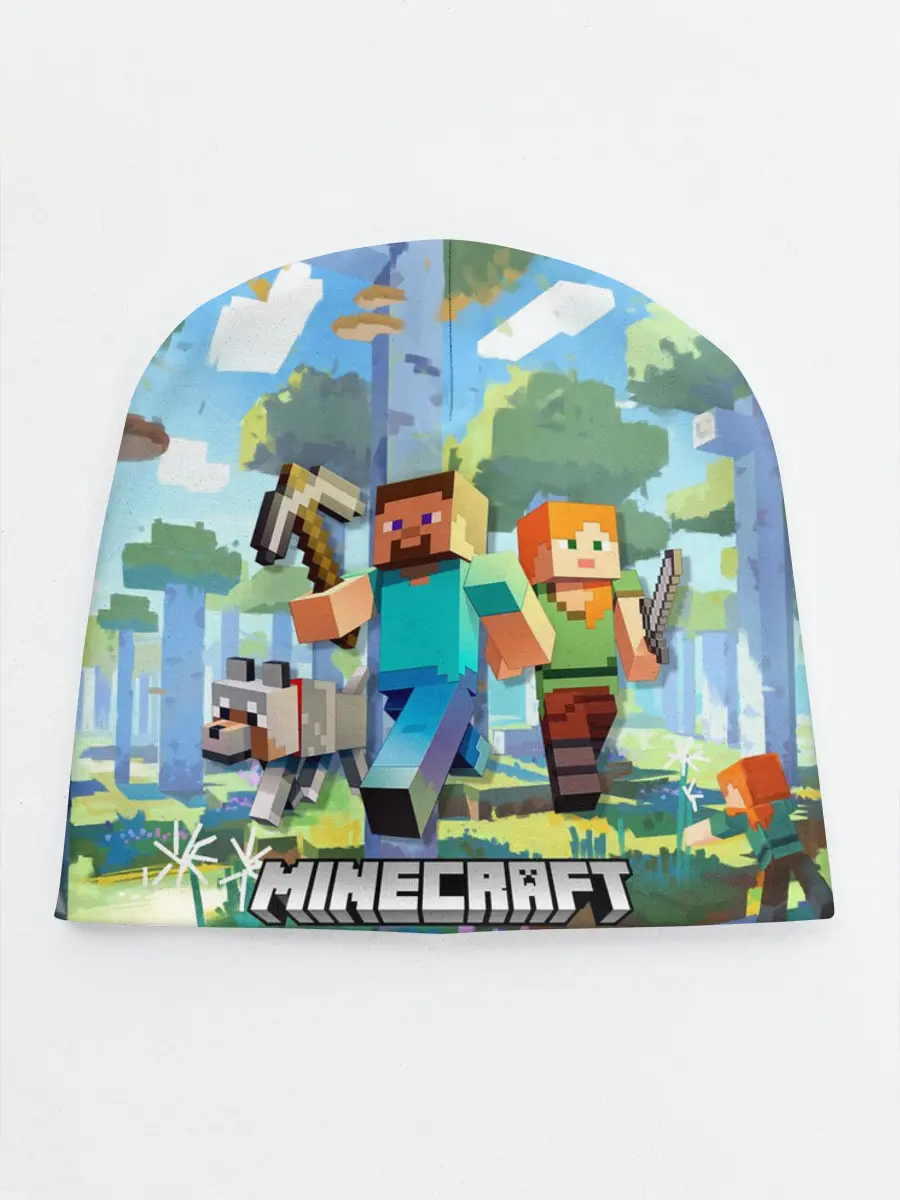 Детская шапка / Манйкрафт, березовый лес