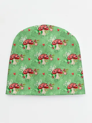 Детская шапка / Грибы Мухоморы паттерн