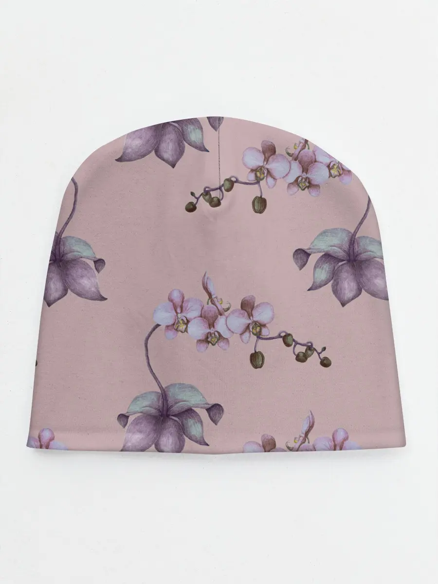 Детская шапка / Розовые орхидеи на розовом фоне