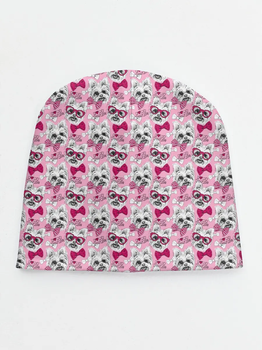 Детская шапка / Йоркширский Терьер на Розовом Фоне