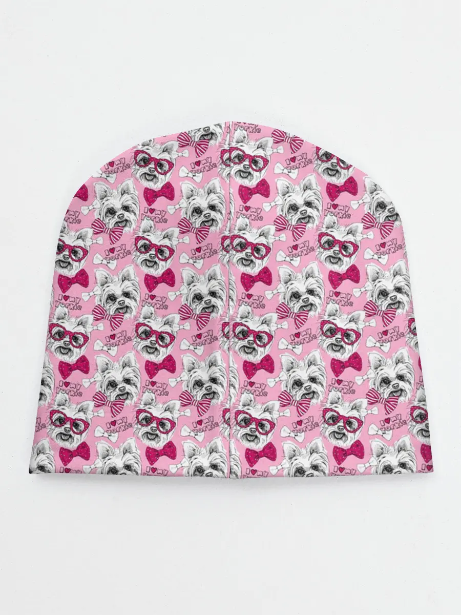 Детская шапка / Йоркширский Терьер на Розовом Фоне