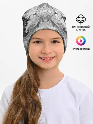 Детская шапка / Черно-белый абстрактный узор.