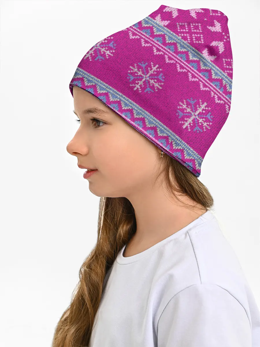 Детская шапка / Свитер со снежинками.