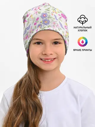 Детская шапка / Яркие весенние цветы