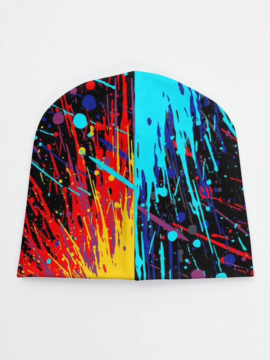 Детская шапка / Cyberpunk 2077 Цветные брызги.