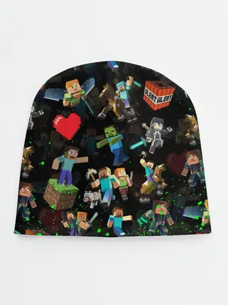 Детская шапка / МАЙНКРАФТ ПАТТЕРН ГЕРОИ ИГРЫ