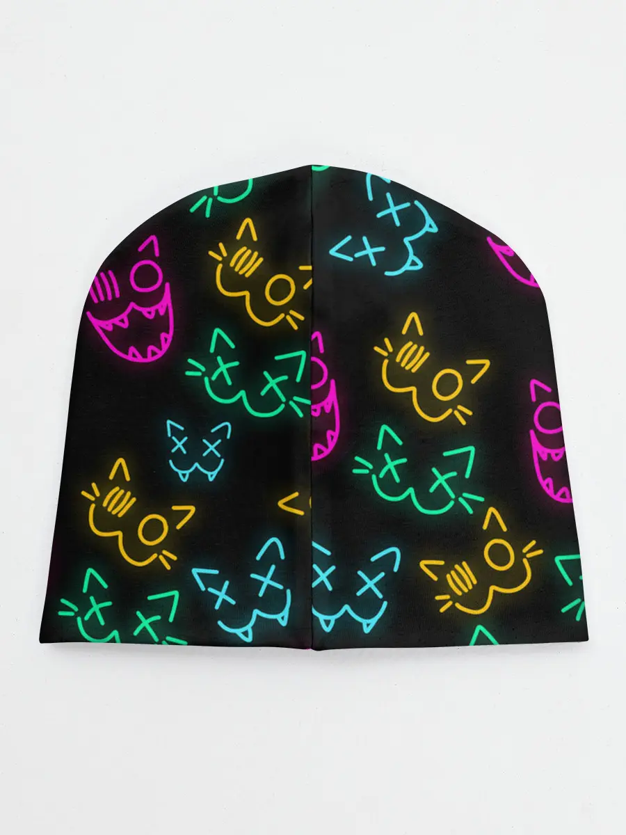 Детская шапка / НЕОНОВЫЕ КОТИКИ / NEON FACES CATS