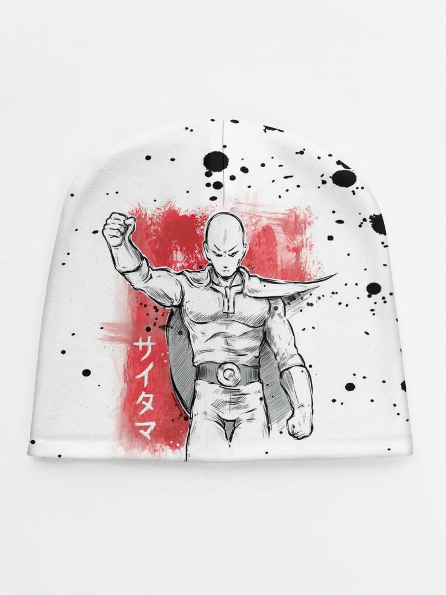Детская шапка / One Punch-Man черные брызги Сайтама
