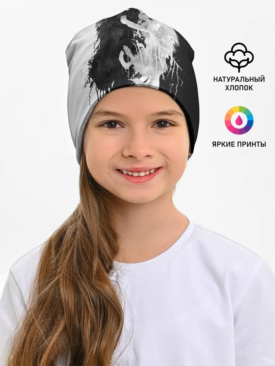 Детская шапка / ИНЬ ЯНЬ ВОЛКИ ЧЁРНО БЕЛЫЙ