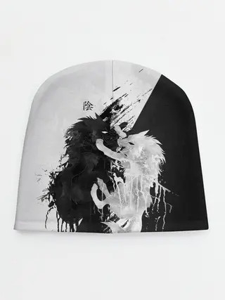 Детская шапка / ИНЬ ЯНЬ ВОЛКИ ЧЁРНО БЕЛЫЙ