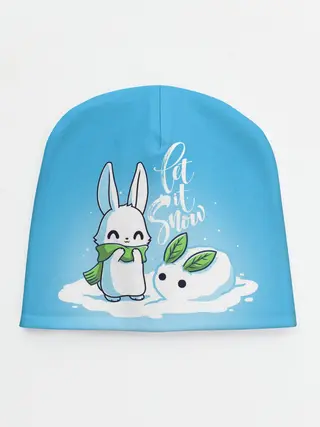Детская шапка / Let it snow. Зайчик и снежок