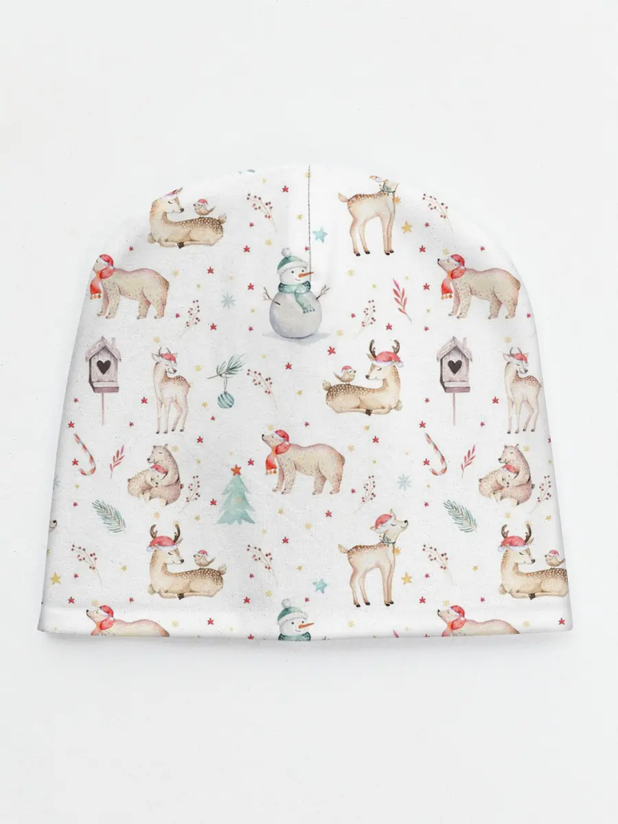 Детская шапка / Паттерн с оленями и медведями