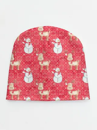 Детская шапка / Снеговики и олени