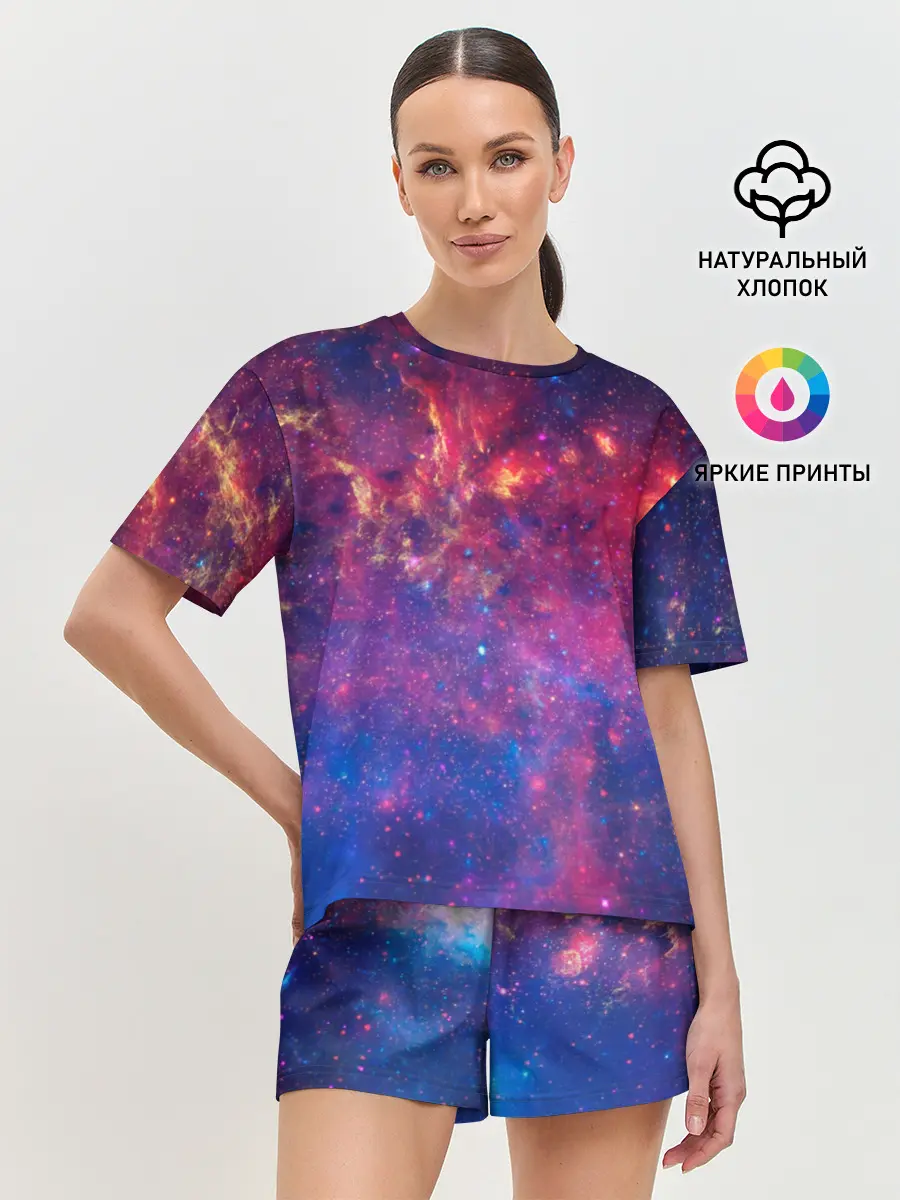 Женская пижама с шортами / Космос