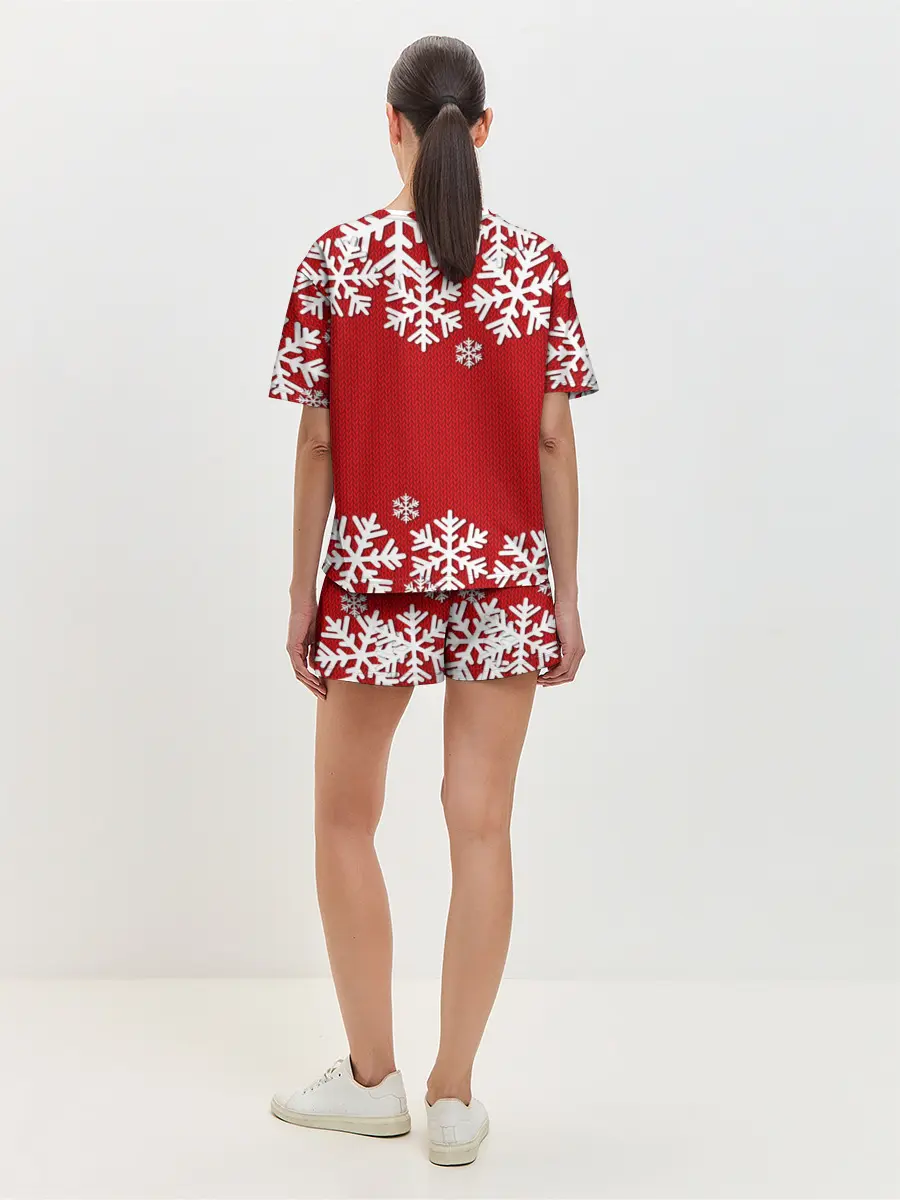 Женская пижама с шортами / Снежинки