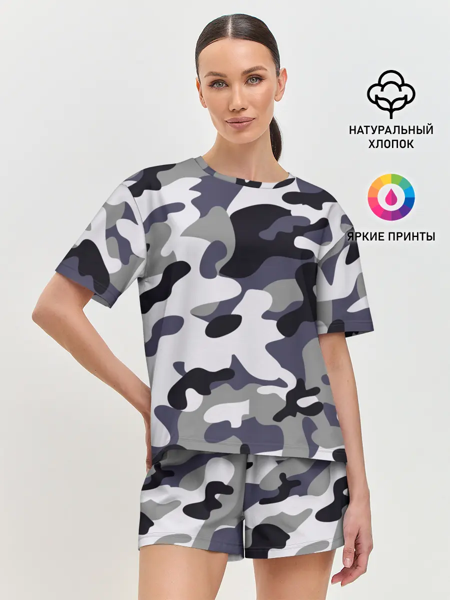 Женская пижама с шортами / Городской камуфляж