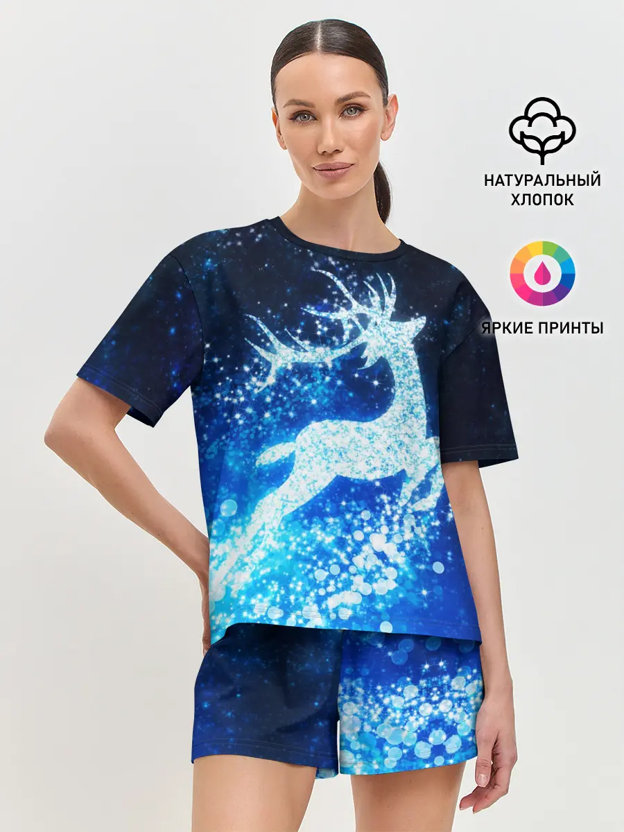Женская пижама с шортами / Новогодний олень