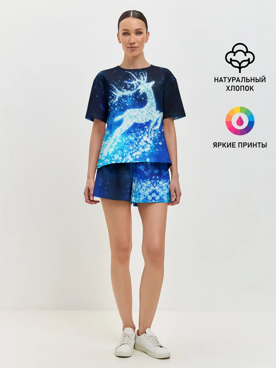 Женская пижама с шортами / Новогодний олень