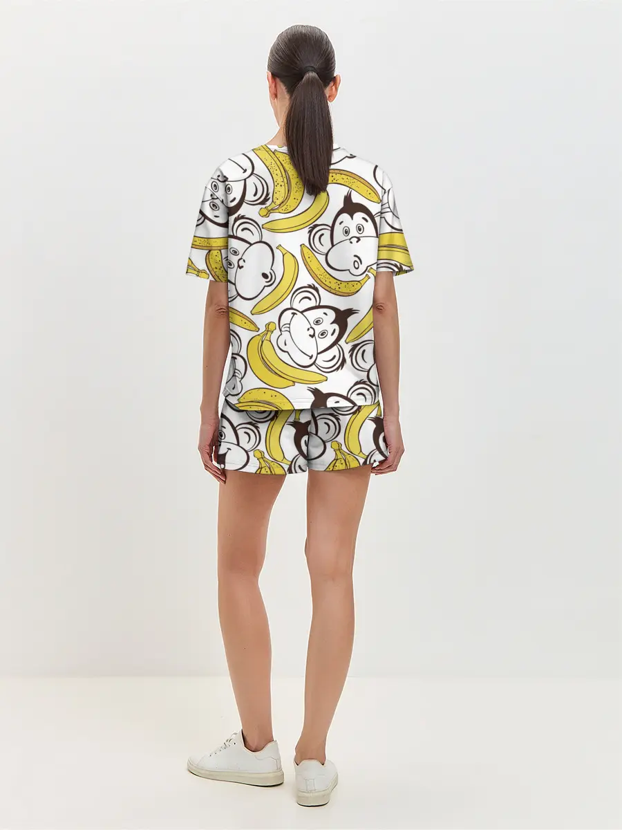 Женская пижама с шортами / Обезьянки и бананы