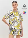 Женская пижама с шортами / Обезьянки и бананы