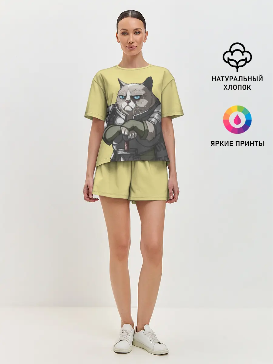 Женская пижама с шортами / Кот