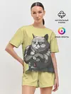 Женская пижама с шортами / Кот