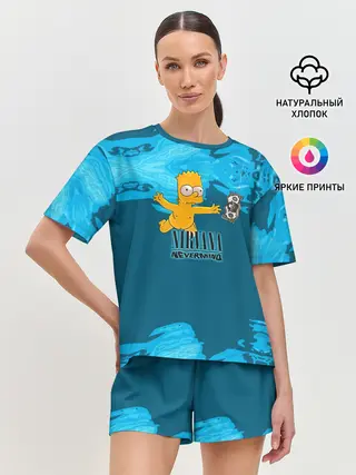 Женская пижама с шортами / Nirvana & Simpson