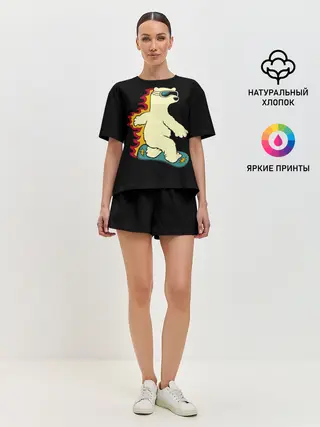 Женская пижама с шортами / Мишка на борде