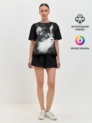 Женская пижама с шортами / Кот