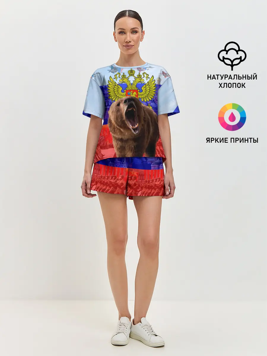 Женская пижама с шортами / Русский медведь и герб