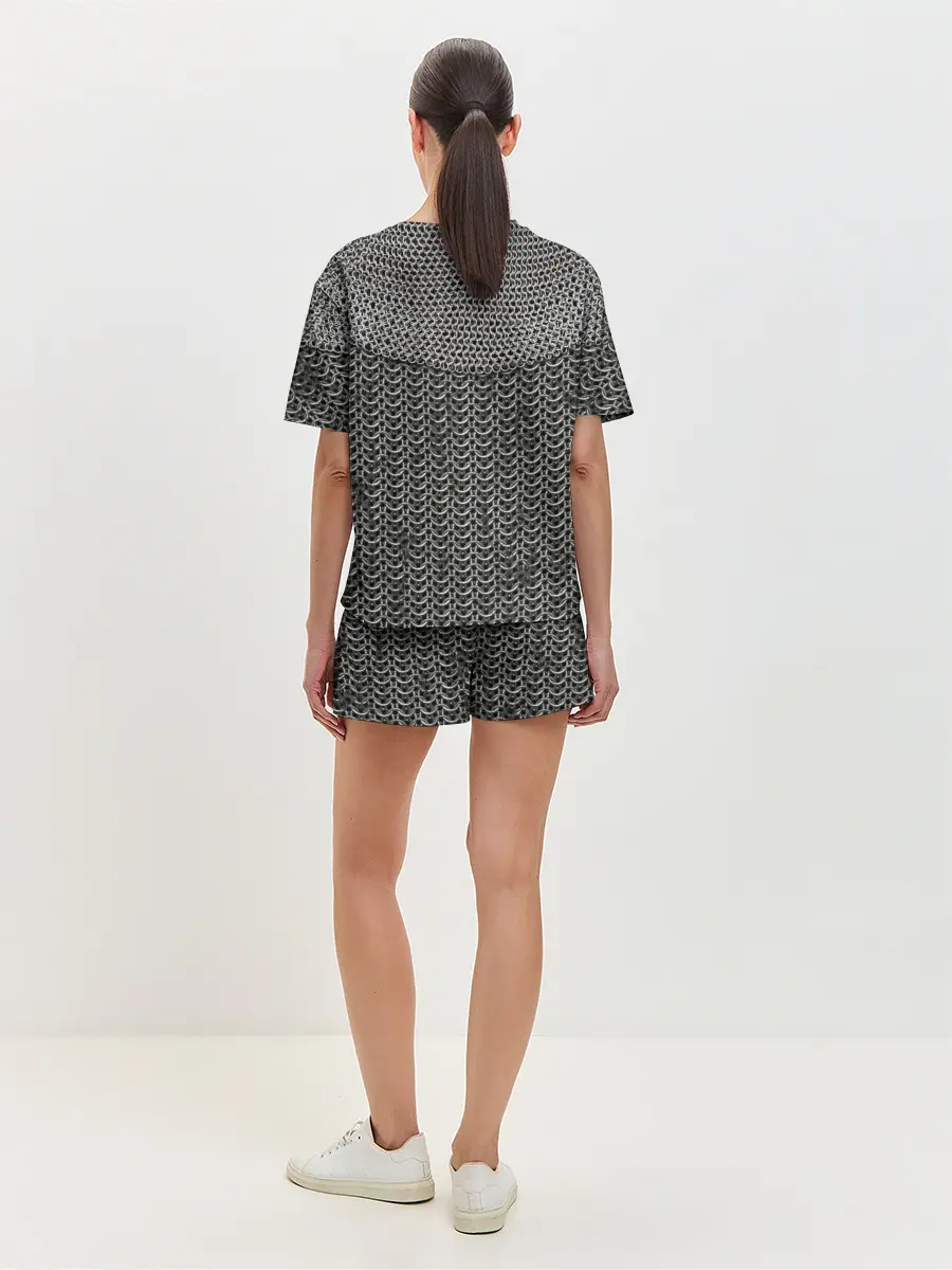 Женская пижама с шортами / Кольчуга с горловиной