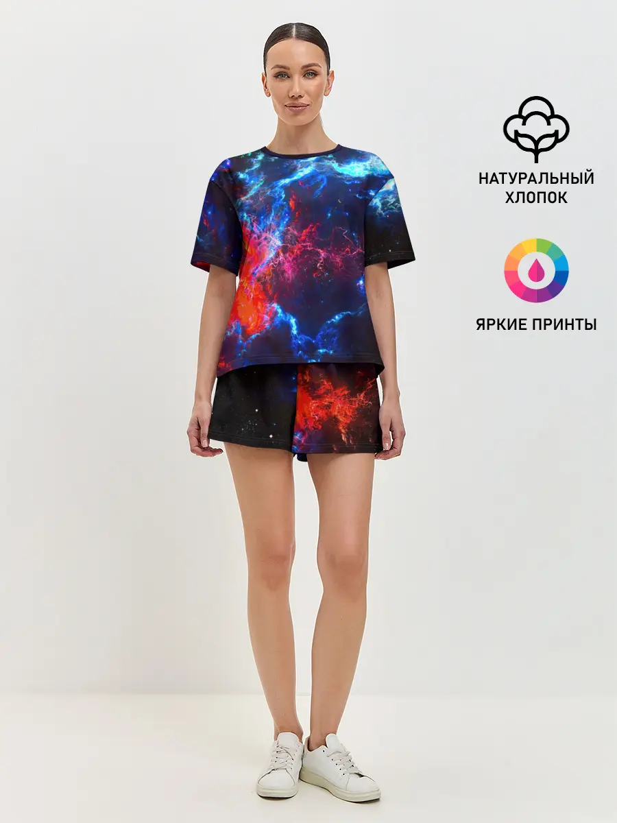 Женская пижама с шортами / Космос