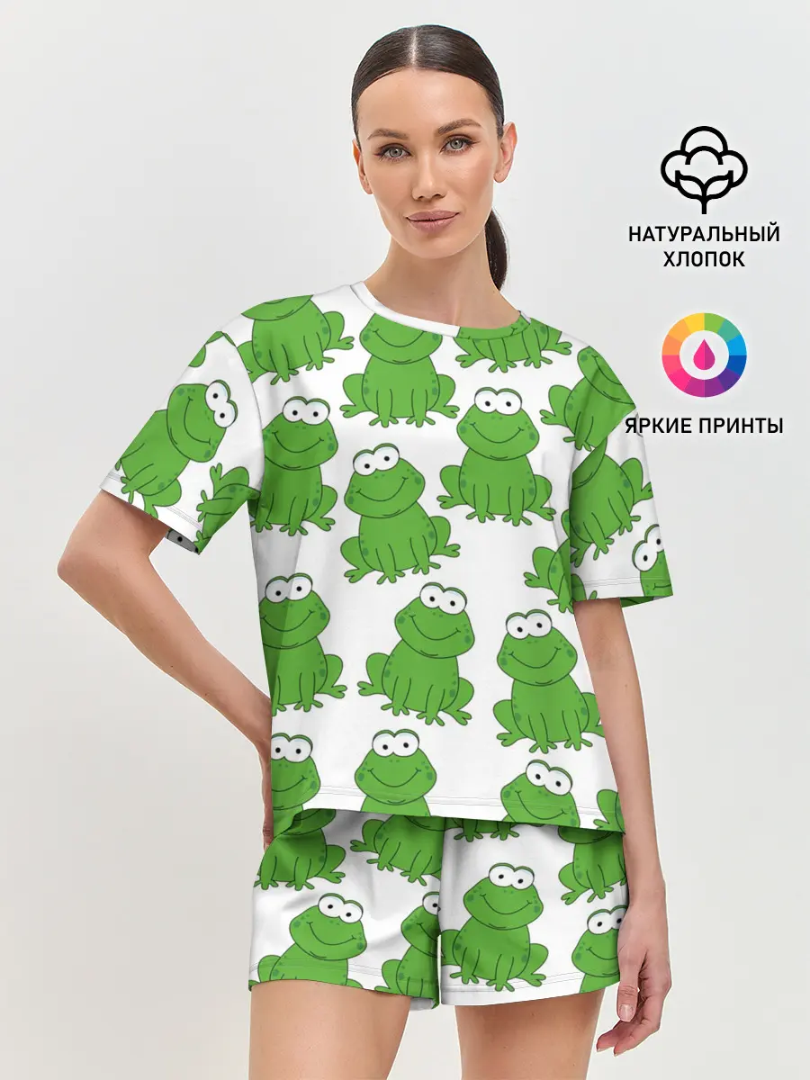 Женская пижама с шортами / Лягушки